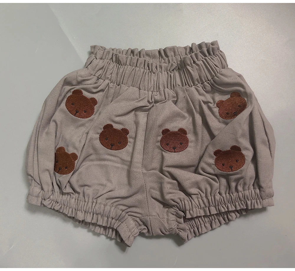 Summer Baby Set Long-sleeved Romper Top Shorts Pure Handmade Embroidered Cartoon Animals High-quality Fabric Physical Texture