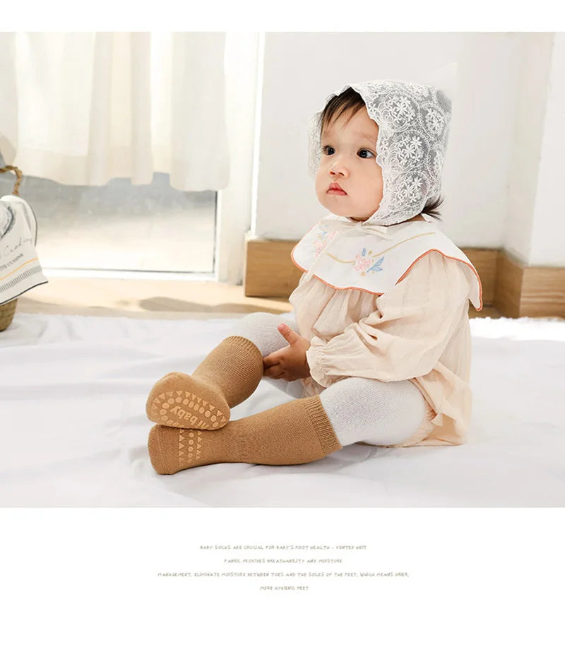 Thickened Kids Socks Baby Floor Socks Boys Girls Pure Color Cotton Warm Non-Slip Newborn Cotton Socks Autumn Winter