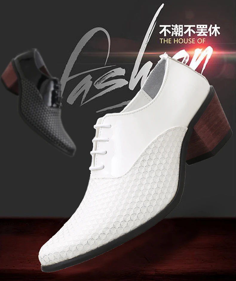 Man Dress High Heel Shoes Handmade Italian Style Party Wedding Men Shoes High Quality Leather Business Formal Elevator Shoes Men