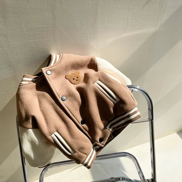 Toddler Infant Baby Boys Girls Clothes Cute Fleece Winter Warm Baby Jacket Casual Baseball Uniform Outerwear Kids Coat