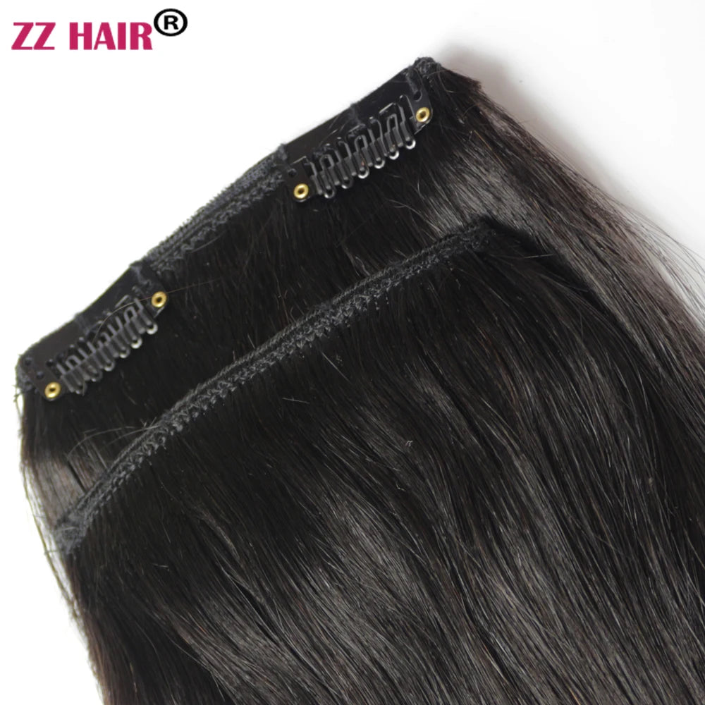 ZZHAIR 100% O Brazilian Human Remy Hair Extensions 16"-24" 2pcs Set 70g 80g Clips-in Two Pieces 2x10cm Natural Straight