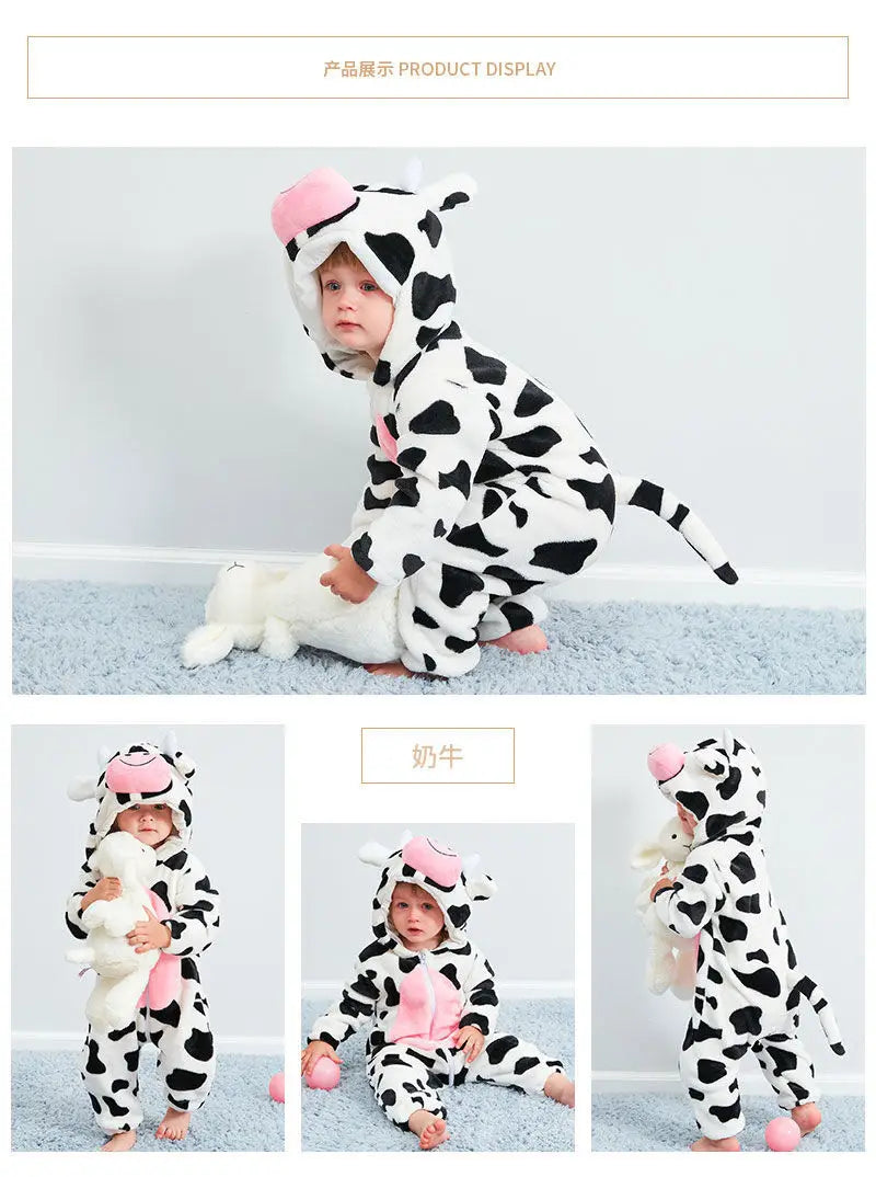 Baby Kigurumi Penguin Lion Cat Animal Cosplay Costume Winter Plush Jumpsuit for Toddler Boys 1 to 2 3 4 Years Baby Girl Outfits