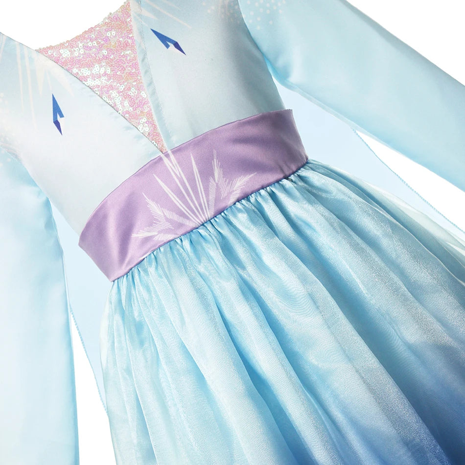 Elsa Anna 2 Dress Girls Princess Carnival Party Halloween Cosplay Costume Snow Queen Vestido Children Clothing For 2-12 Years