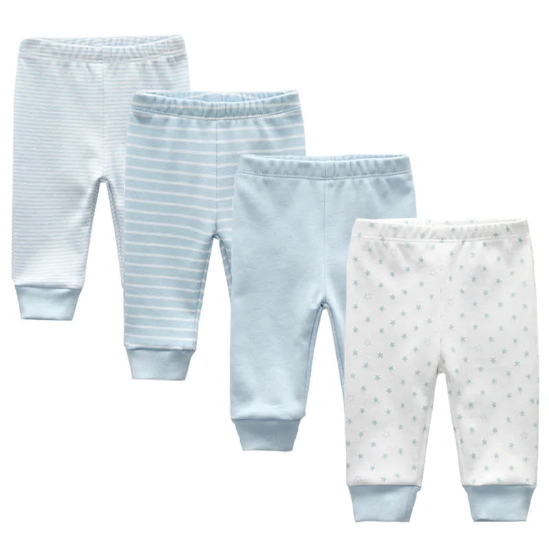 Solid Color 100%cotton Newborn Baby Pants 3/4Pieces Baby Girl Trousers 0-24M Soft Cartoon Print Baby Boy Pants Accessories