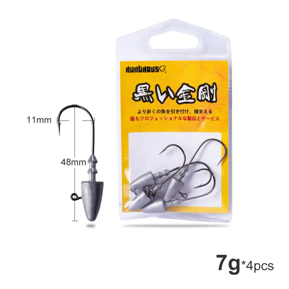 Hunthouse 7g 10g 12g 14g Dart Jig Head Fishing Hook For Soft Lure Sharp High Carbon Steel Fishhooks Equipment Gear Tackle LW308