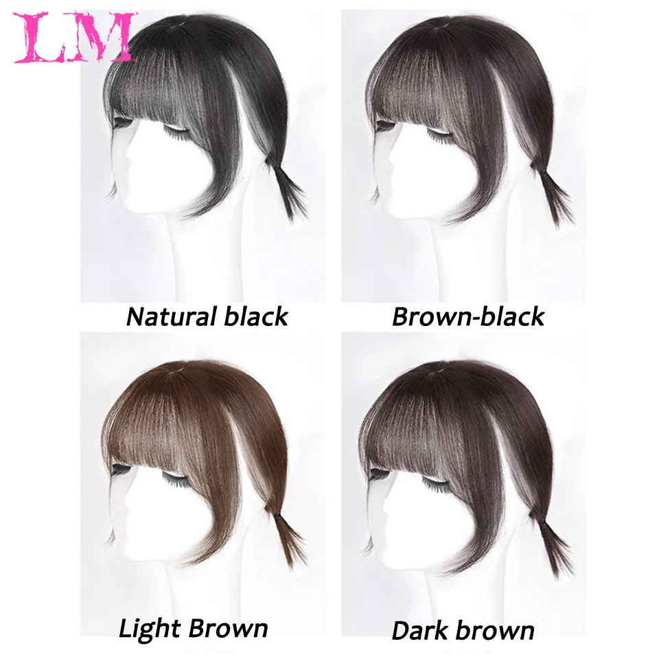 LM Hair Bangs for Mens Clips in Real Hair Bang Cover High Forehead 100% Human Hair Bangs Fringe Extension for Volume