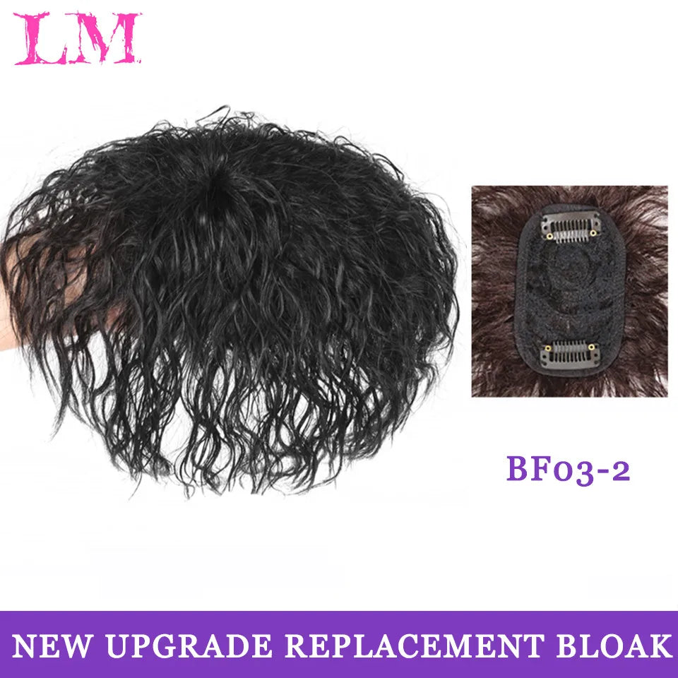 LM Hair Bangs for Mens Clips in Real Hair Bang Cover High Forehead 100% Human Hair Bangs Fringe Extension for Volume