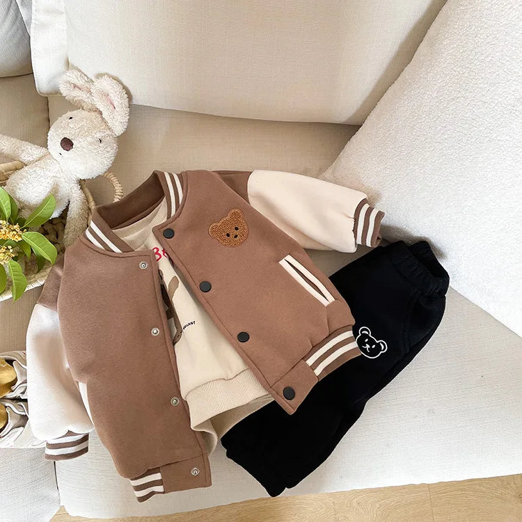 Toddler Infant Baby Boys Girls Clothes Cute Fleece Winter Warm Baby Jacket Casual Baseball Uniform Outerwear Kids Coat