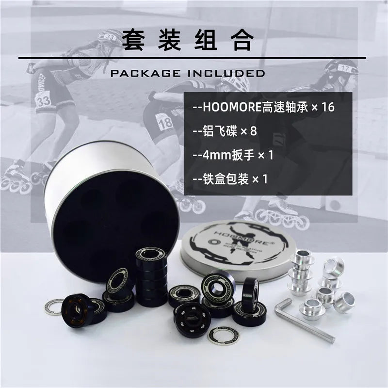 16 pieces 608rs Bearing with Spacer and spanner Combination for Slalom Speed Roller Skates Wheel Tool High Speed Smooth Rotating