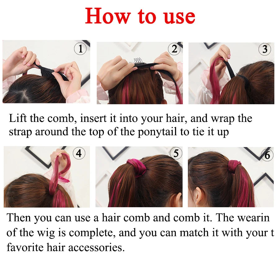 Synthetic Ponytail Long Straight Wrap Around Ponytail Hair Extension Heat-Reistant Fiber Pony Tail Fake Hairpieces For Women