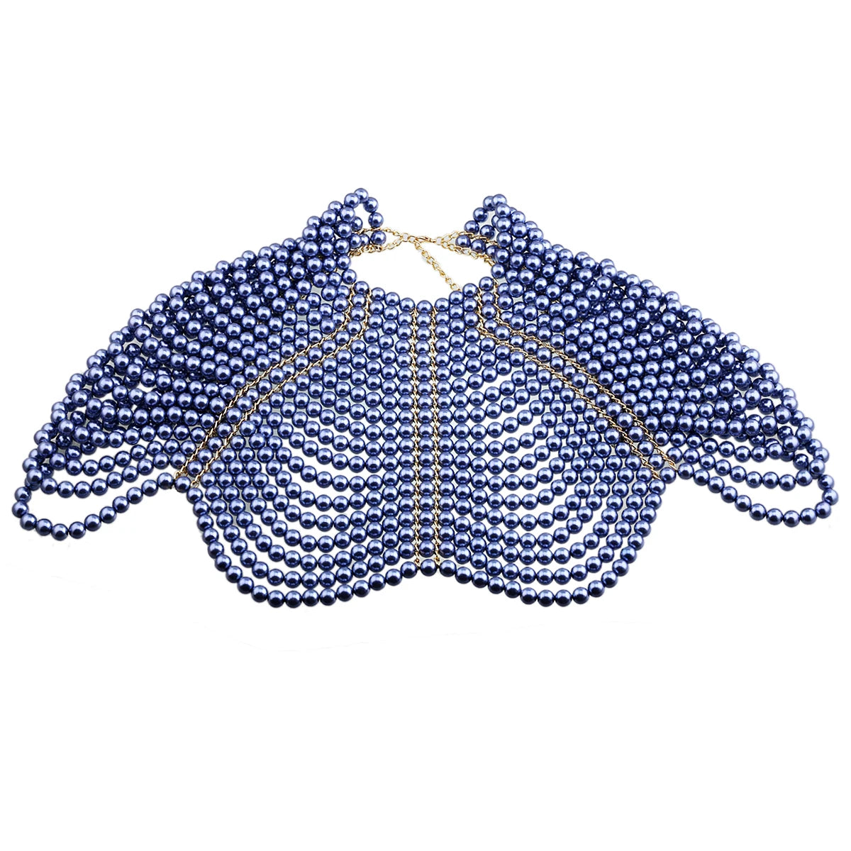 Luxury Women's Pearl Body Chain Necklaces Collar Shoulder Fashion Tops Beaded Necklaces Popular Jewelry Accessory