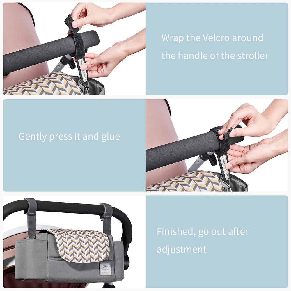 Universal Baby Stroller Organizer Expandable Diaper Bag with Shoulder Strap,Cup Holder,Zipper Pocket Stroller Accessories Travel