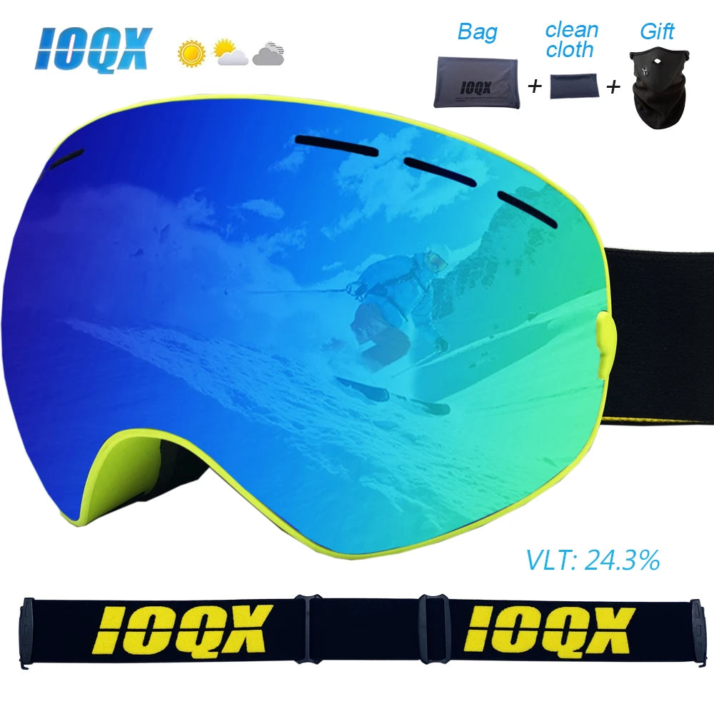 Snowmobile Ski Goggles Double Layers UV400 Anti fog Big Ski Glasses Skiing Snow Men Women Snowboard Goggles