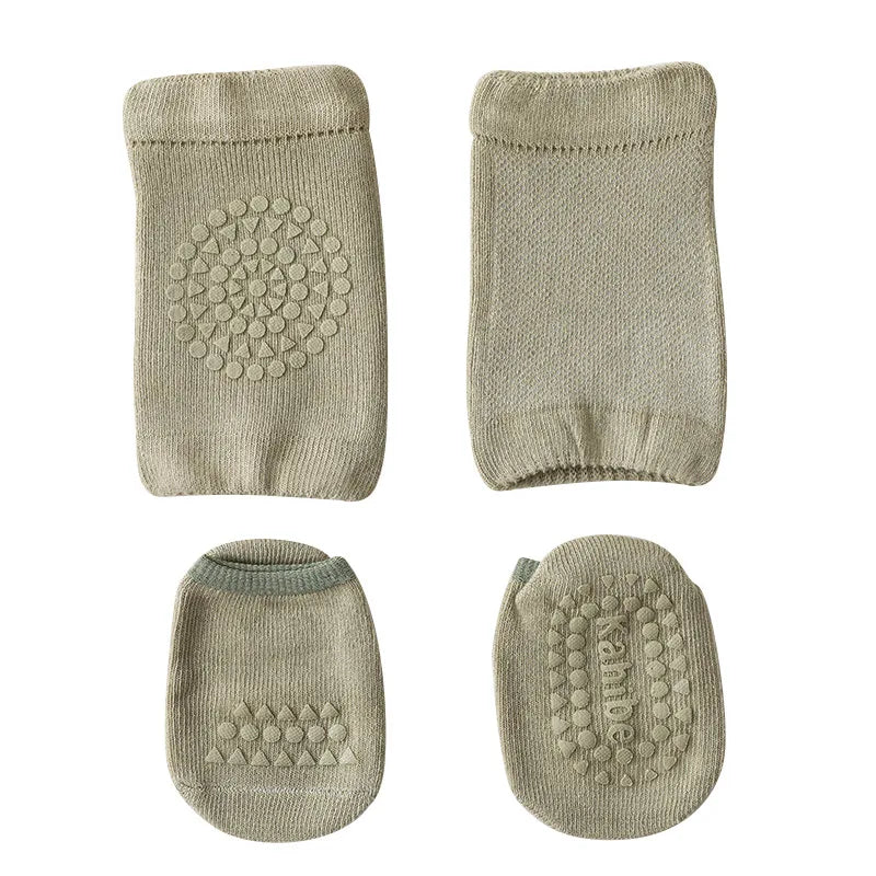 Baby Knee Pads Socks Set for Girls Boys Summer Solid Color Anti Slip Socks Kid Crawling Safety Floor Sock Leg Knee Protector