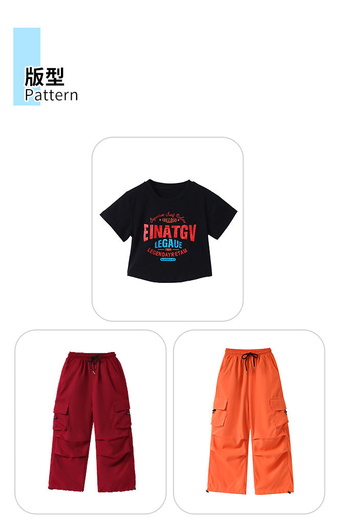 Teenager Kids Hip Hop Style Dance Costume Suit For Girls Fashion Korean Streetwear Outfit Children Street Clothes Set Outerwear
