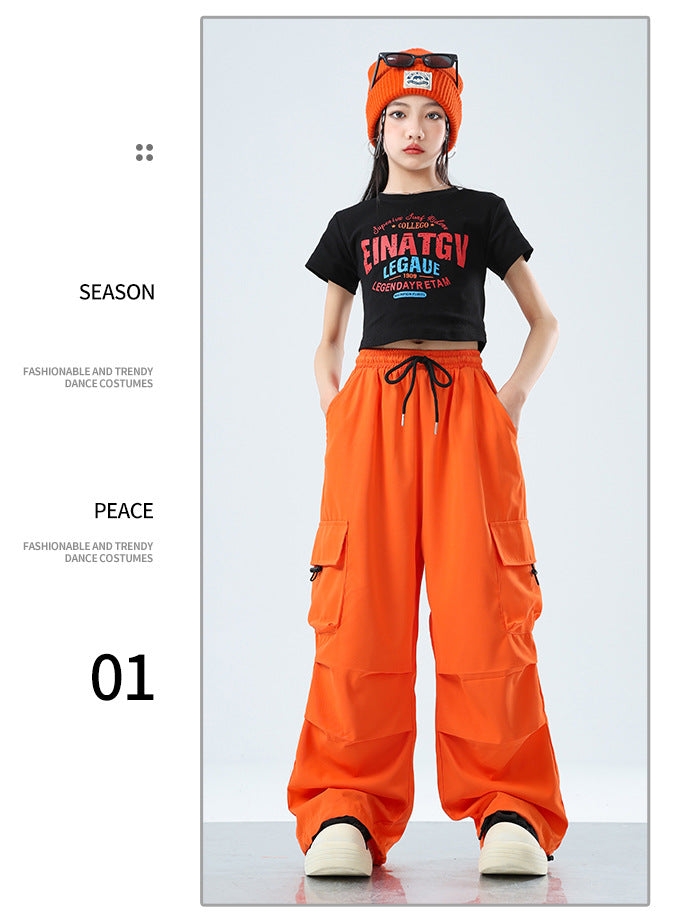 Teenager Kids Hip Hop Style Dance Costume Suit For Girls Fashion Korean Streetwear Outfit Children Street Clothes Set Outerwear