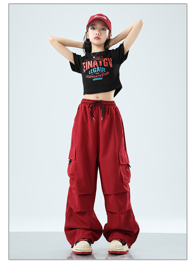Teenager Kids Hip Hop Style Dance Costume Suit For Girls Fashion Korean Streetwear Outfit Children Street Clothes Set Outerwear