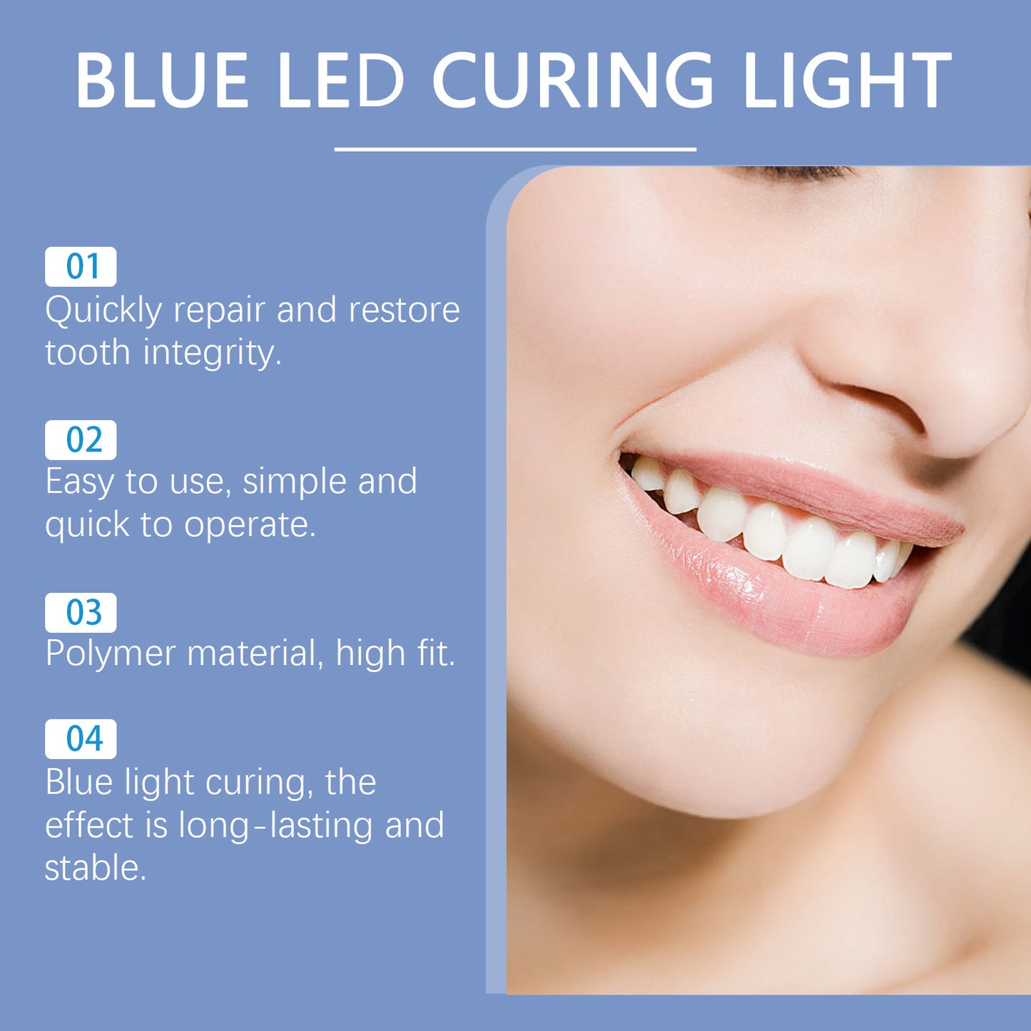 Teeth Whitening Kit Portable Teeth Cleansing Device Mild Tooth Filling Home Convenient Blue LED Curing Light Dental Repair Kit