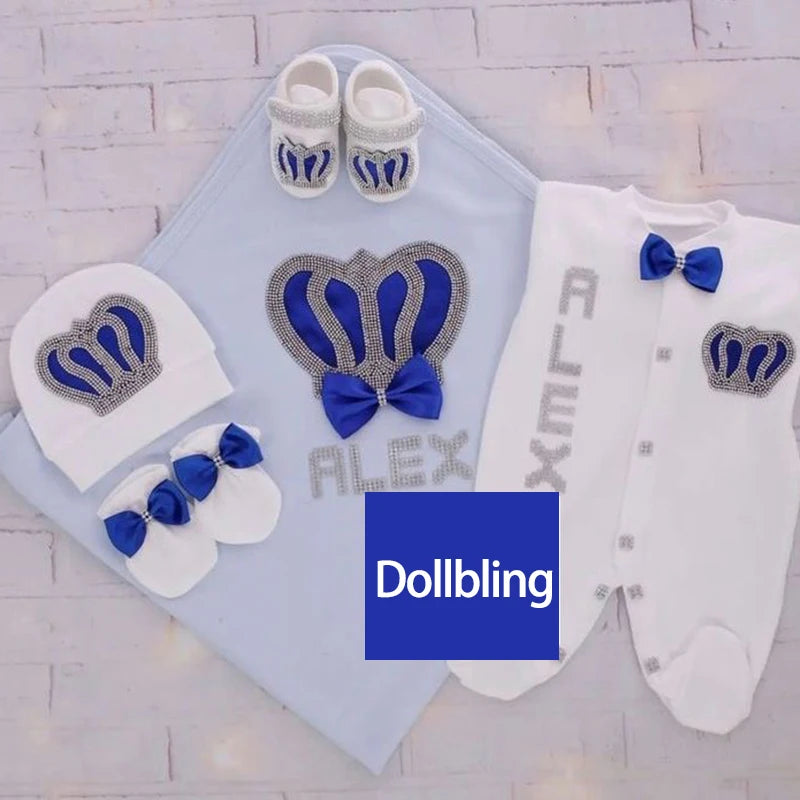 Newborn Baby Boy Outfits Set Kids Clothing Real Cotton Infant Care Products Body Suit Shirt Pants Mittens Receiving Blanket