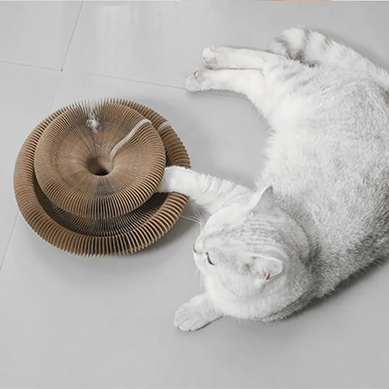 Magic Cat Scratch Organ Board Cat Toy with Ball Cat Grinding Claw Cat Climbing Frame Kitten Round Corrugated Cat Scratching Toy