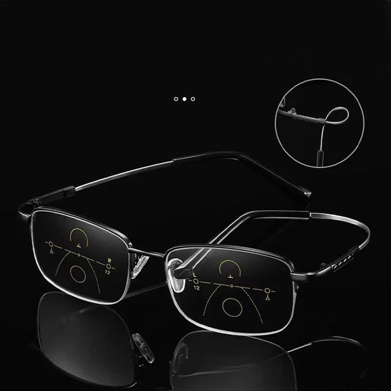 Color-changing Dual-purpose Reading Glasses Progressive Multi-focus Intelligent Zoom Titanium Memory Anti-blue Light XTP1832