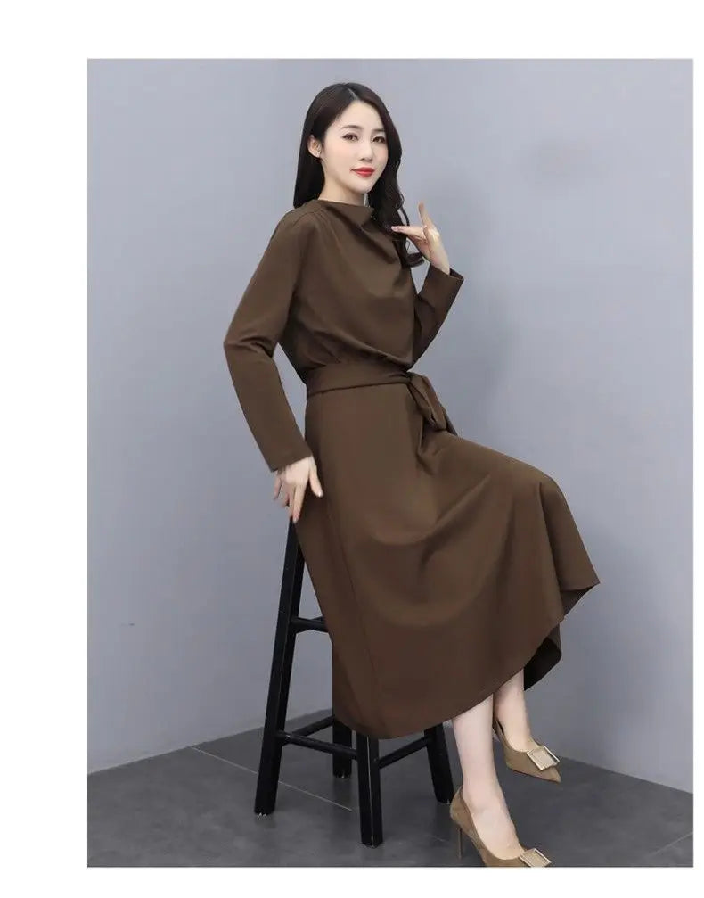 Long Sleeves Dresses Women's Elegant Midi Dresses for Women Womens Office Dress Woman Streetwear Autumn Winter Korean Style New