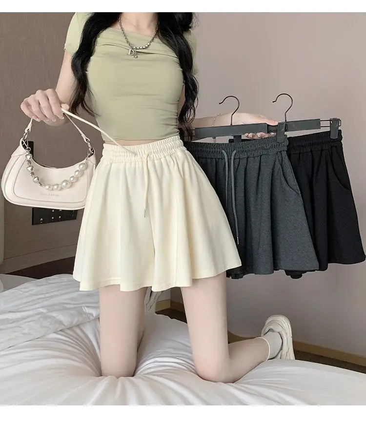 2026 High Waist Wide Leg Sports Shorts Women's Summer New Loose Fit A-Line Shorts Casual Versatile Comfortable Short Pants