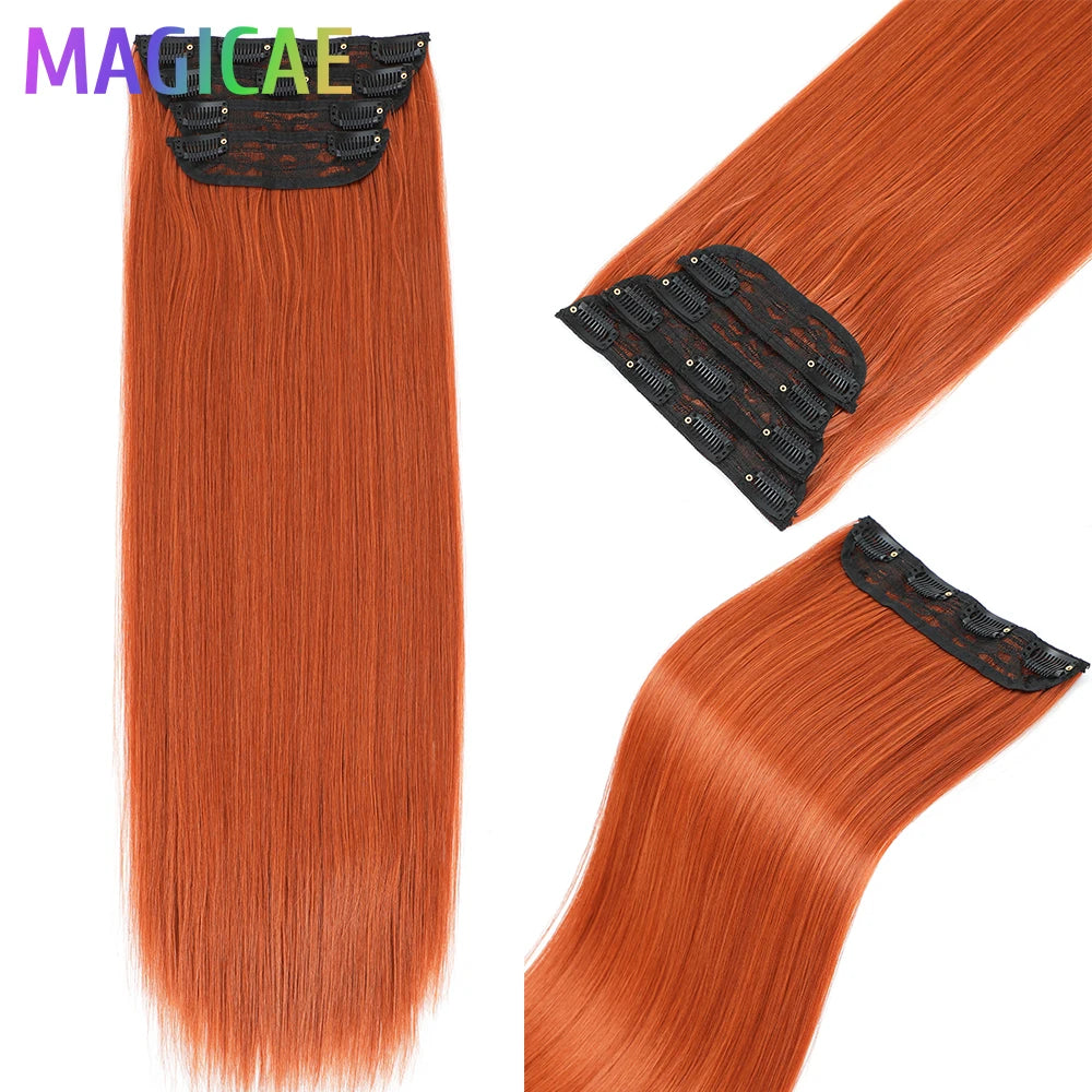 24Inches 200Grams M888 Ombre Blond 27/613 4Clips In Straight Hair Extensions Bio Heat Resistant Soft Nature Synthetic Hairpieces