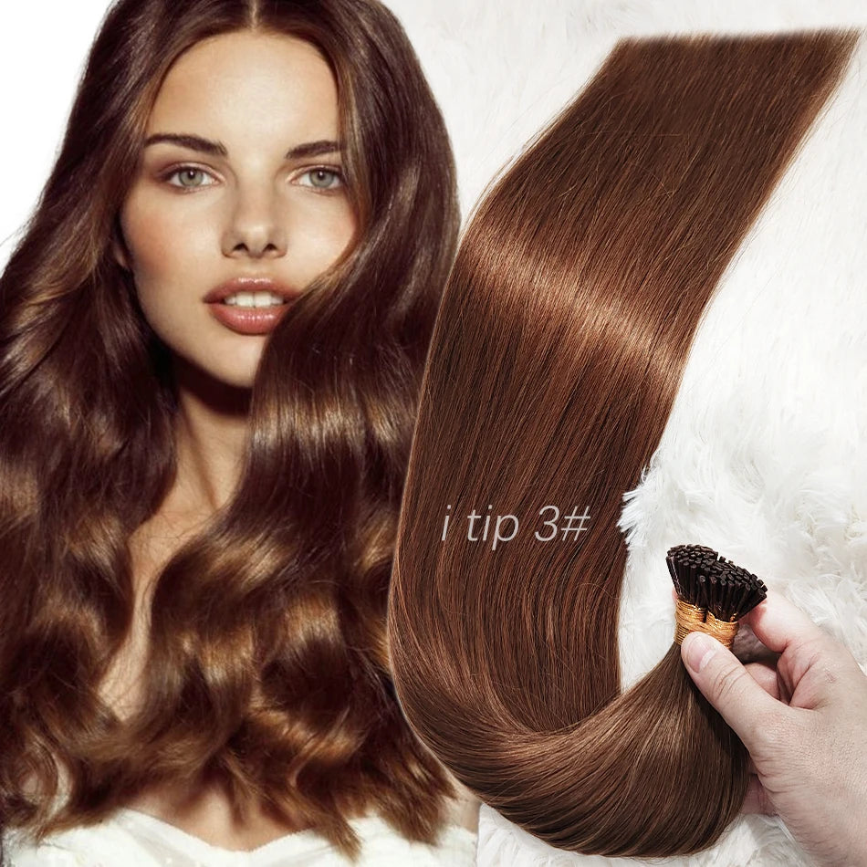 Human Hair i tip 100% human hair extensions Keratin Straight Brazilian Remy Human Hair Natural Capsule Hair Extension  30 inch