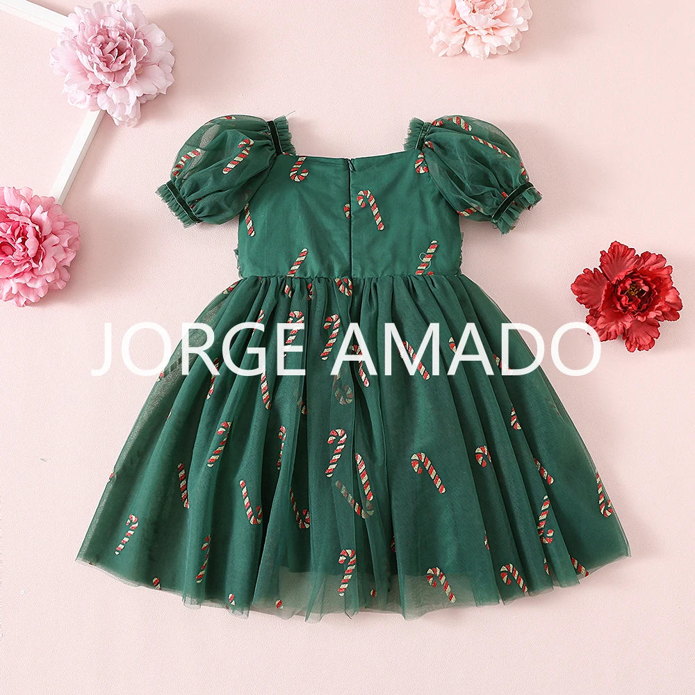 Christmas Summer Baby Girl Sister Matching Outfit Puff Sleeve Big Bow Festive Party Princess Bodysuit Halloween Dresses H2688