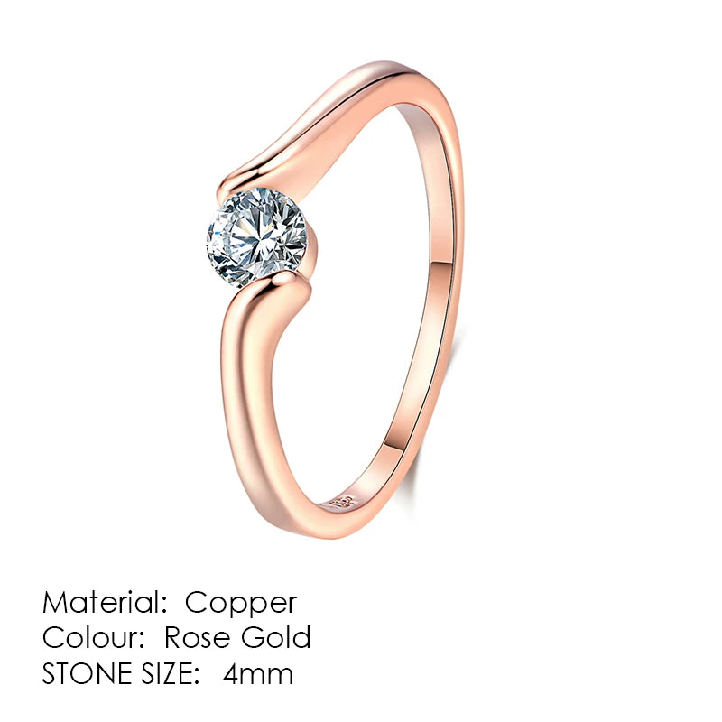 AAA Cubic Zirconia Engagement/Wedding Ring Rose Gold Color Silver Color Tone Rings For Women Fashion Jewelry For Women DWR198