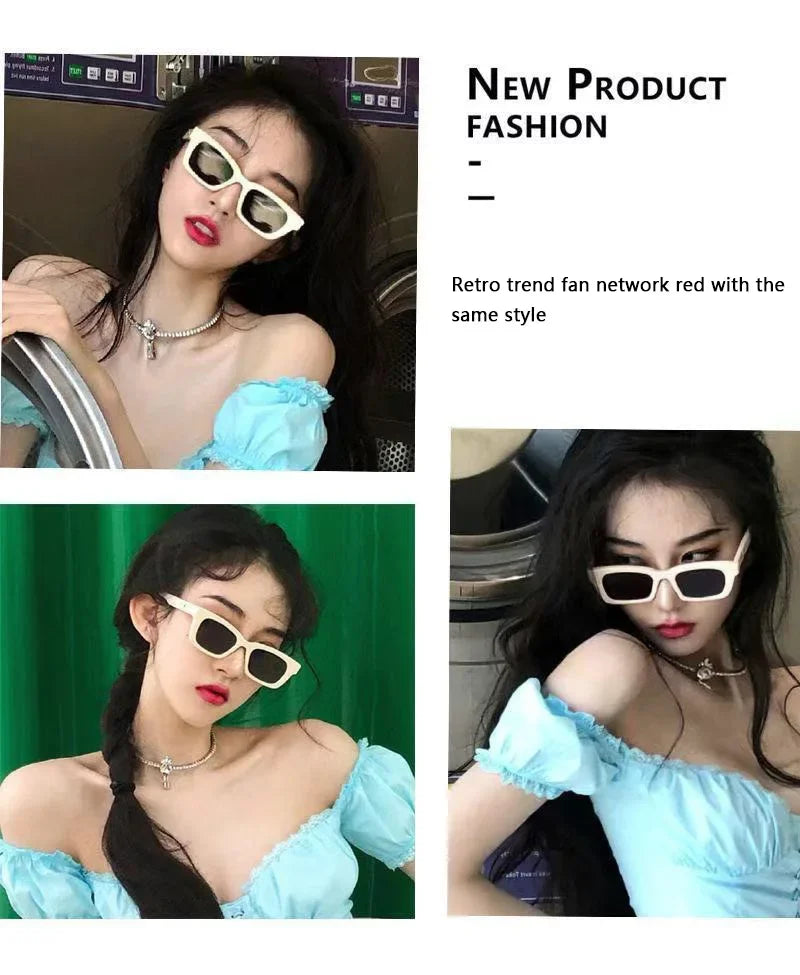 Small Rectangle Women Sun Glasses Brand Men UV Shades Retro Square Black Sunglasses 2021 Luxury Glasses White Decoration Eyewear
