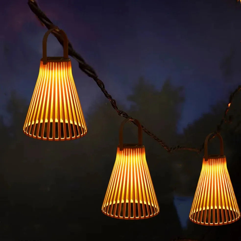 Outdoor Solar Rattan Hanging Lamp Garden Villa Gate Balcony Atmosphere Waterproof Projection Light Camping Patio Home Decoration