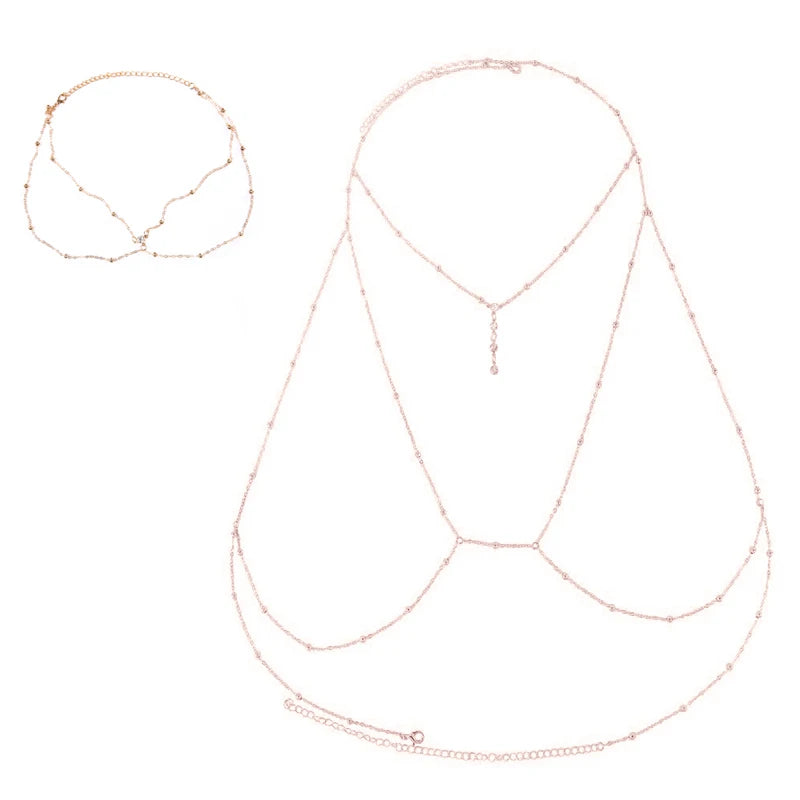Body Chest Chains Harness Rhinestones Sexy Charm Necklaces Chain Men Bondage Costume Fashion Gift Nightclub Wear