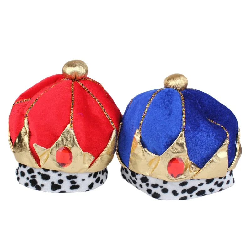 Halloween Costume Props Prince King Christmas Show Crown Hat Pharaoh Hat Mardi Gras Party Velvet Hat Party Decoration