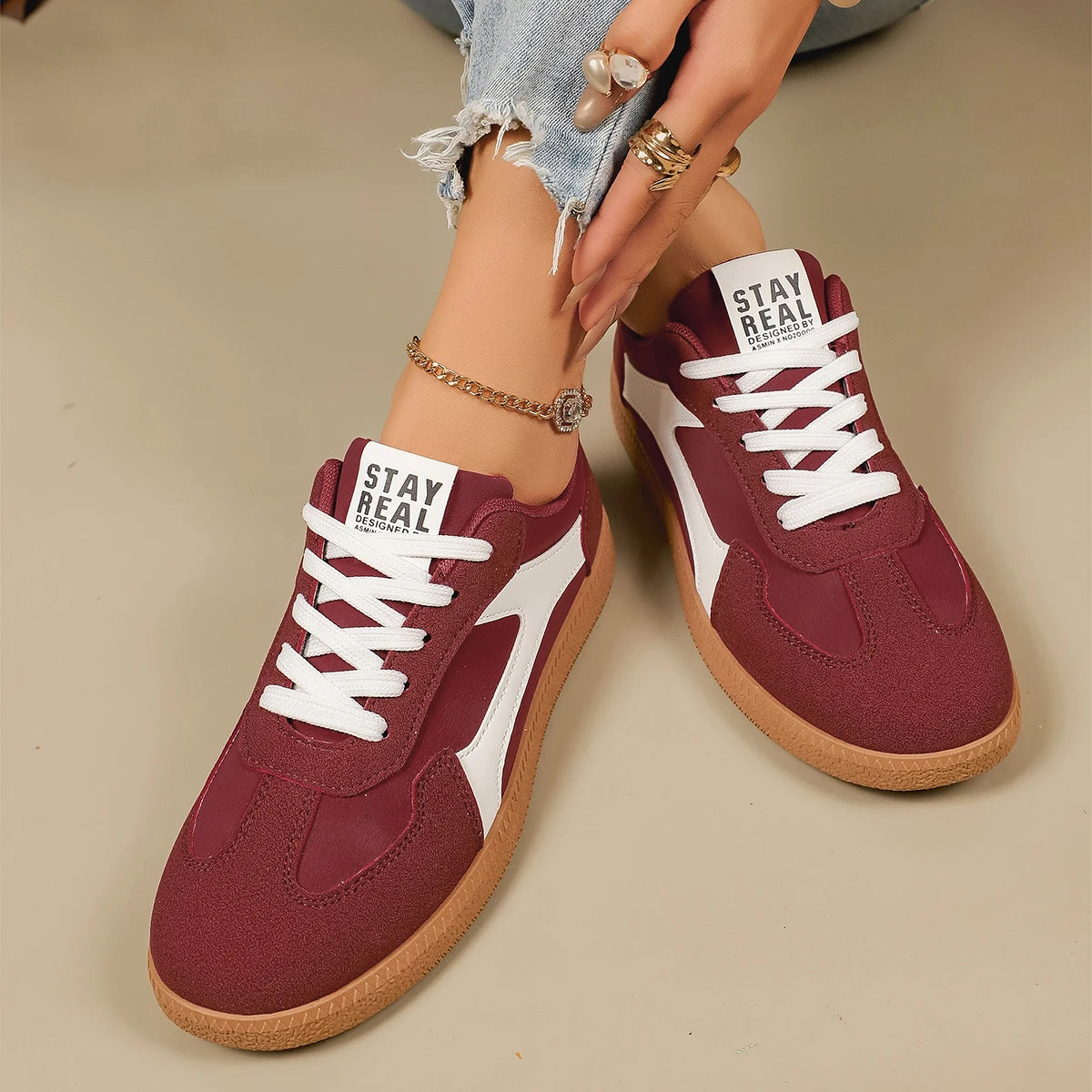 Mix Color Women Sneakers 2026 Spring New Platform Luxury Flat Vulcanized Shoe Female Lace-Up Non-Slip Casual Skateboarding Shoes