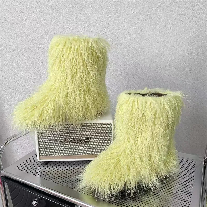 Y2K Kids Boots Winter Shoes New Faux Fur Toddler Girl Boots Fashion Colorful Fur Children Ankle Snow Boots Warm Shoes Girls