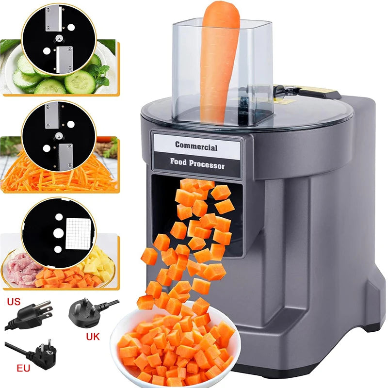Commercial Vegetable Chopper 3 in1 Multifunctional Electric Cutting Machine Carrot Potato Slice Shred Diced Food Processor