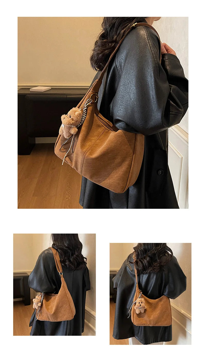 Fashion Soft PU Leather Tote Bags for Women Trend Female Simple Large High Capacity Shoulder Women Handbags Messenger Bags
