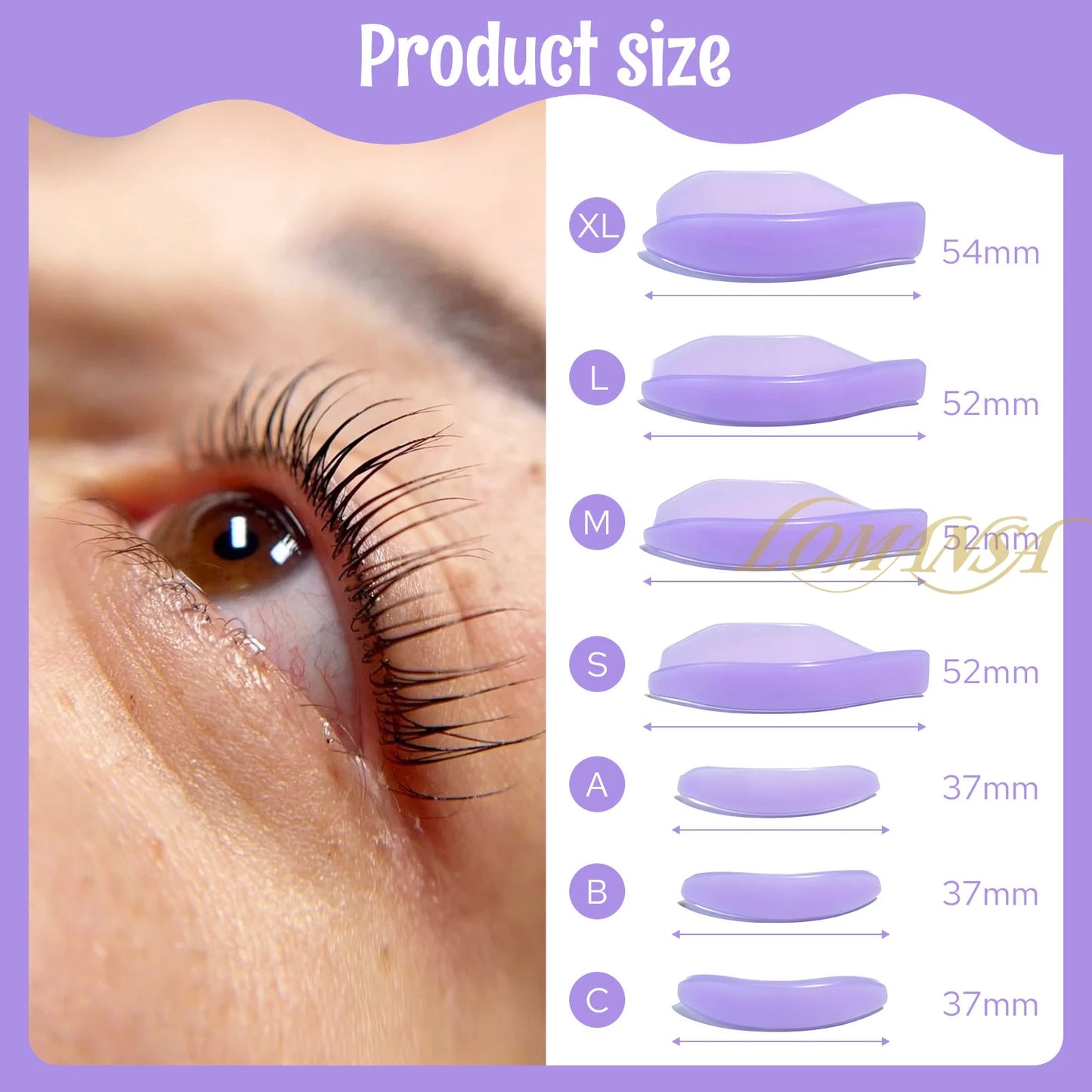 Lomansa 7 Pairs Silicone Eyelash Perming Pad Lash Lifting Kit Recycling 3D Eyelashes Curler Rod Shield Lashes Extension Supplies