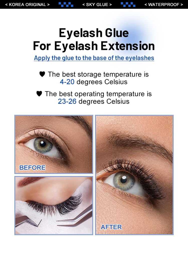 5 Bottles SKY S+ Glue for Eyelash Extensions 5ml Original Korea Sky Blue Cap False Lash Glue Makeup Tools Beauty Shop Supplies