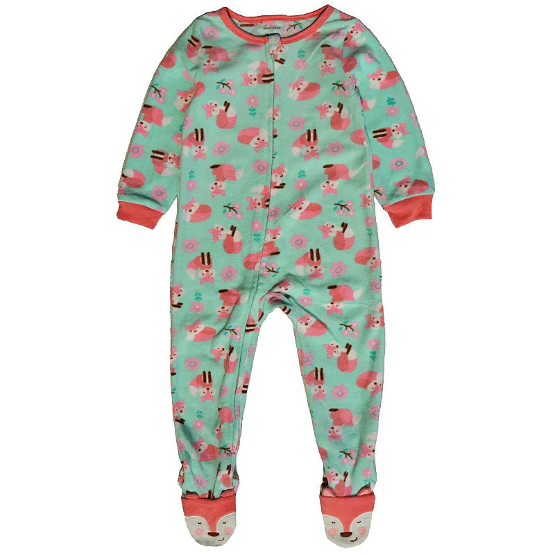 Autumn and Winter Children's Smooth Fleece Hanie Men and Girls Pajamas Baby Ridiculous Clothes to Increase the Code Package Feet