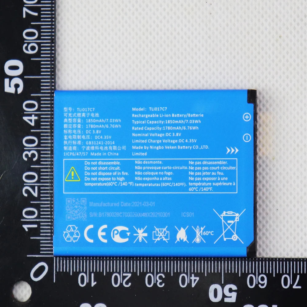 Phone Battery For Alcatel TLi013CA 1380mAh/TLi016D1 1680mAh/TLi017C7 1850mAh/TLi017D1 1850mAh/TLi019D7 2000mAh/TLi021E1 2200mAh