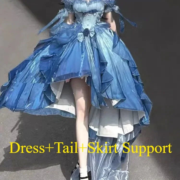 Dophee Flower Wedding Dress Lolita Purple Trailing Princess Dress Sexy Off Shoulder Short Sleeve Graduation Long Puffy Dresses
