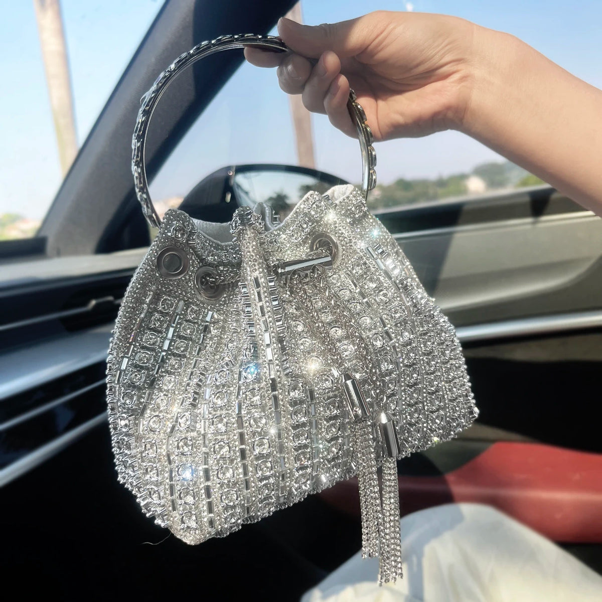 luxury Designer purses and handbags bags for women bucket clutch purse evening banquet bag Crystal rhinestone shoulder bag