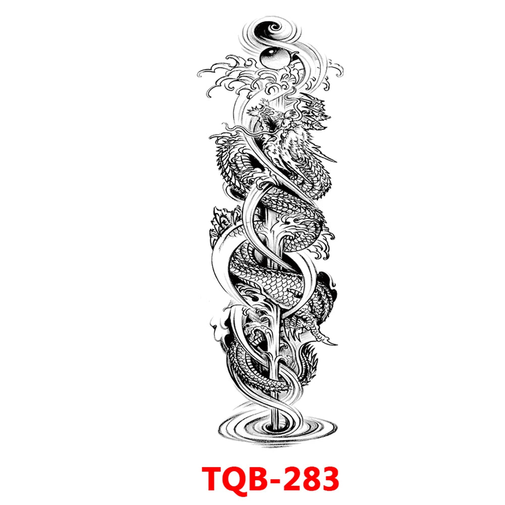 Large Arm Sleeve Tattoo Rose Gear Clock Eye Waterproof Temporary Tatto Sticker Lion Wolf King Body Art Full Fake Tatoo Women Men