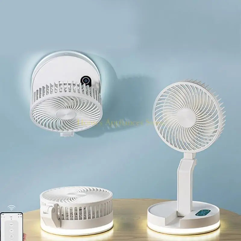 D0AB Multifunctional Folding Fan with Soft Light Portable Air Circulation Fan Remote Control Quiet Office Fan Easy to Use