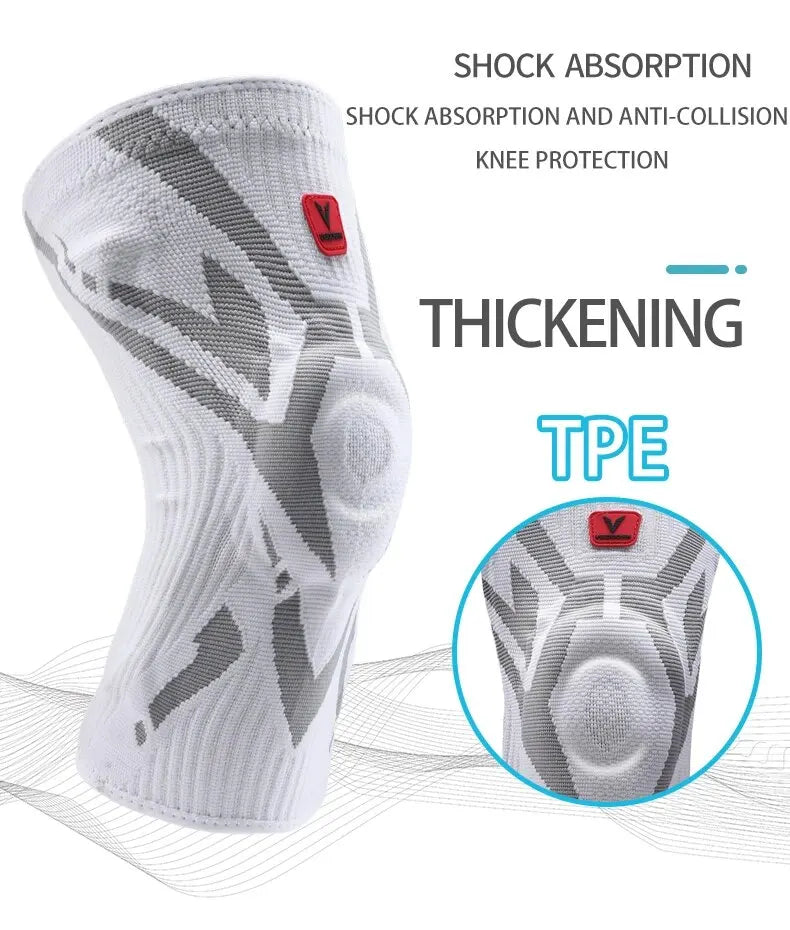 Durable Professional Knee Brace for Basketball Workout Antislip Strip Side Stabilizers Sport Knee Support with TPE Pad