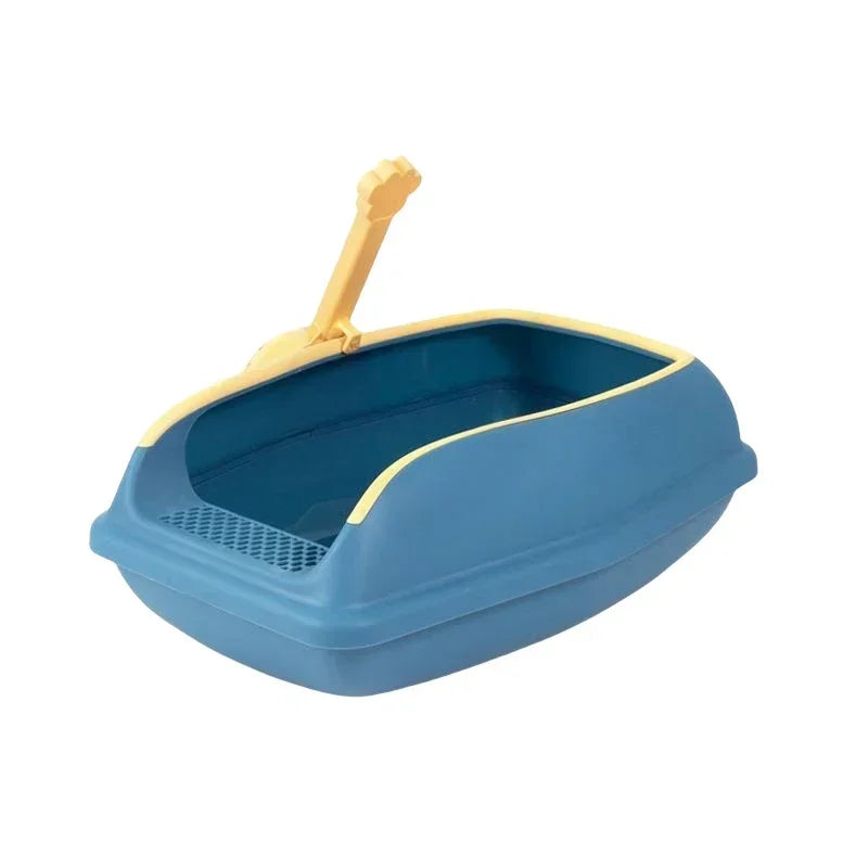 Semi Closed Plastic Sand Box Large Capacity Cat Litter Box For Cats Pet Toilet Anti Splash Cat Tray Cleaning Bath Basin Supplies
