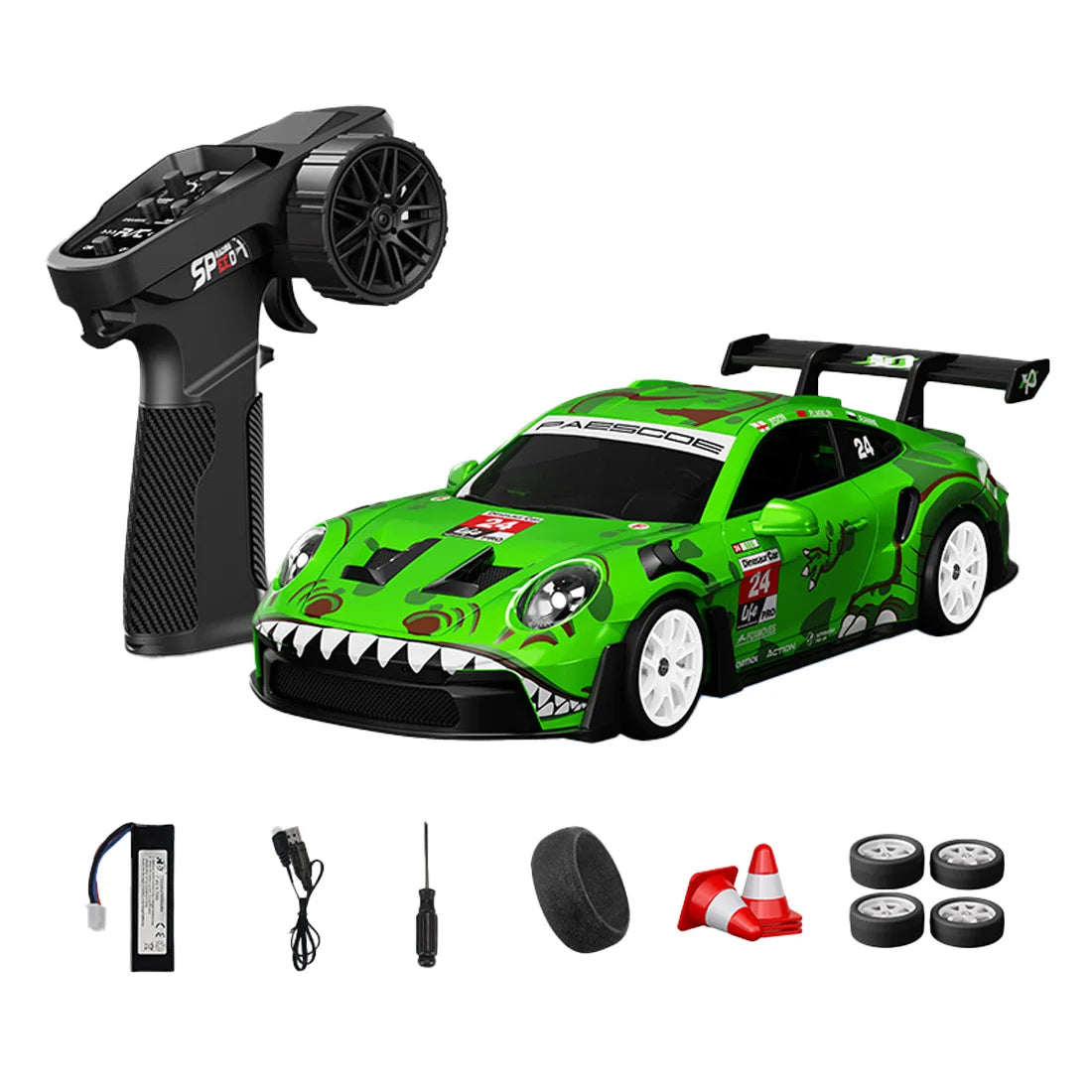 D24 1:24 RC Drift Car 4WD Proportional High Speed Racing Vehicle with ESP Gyro Underglow LED Dual Tires Remote Control Sport Car